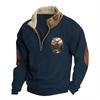 Podzim Zima Vintage Pánské Bundy 3D Elk Potištěný Kovboj Dlouhé Rukávy Fleece Bavlna Poloviční zip Pánské Kabáty Mikiny Mikiny