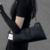 Black Crocodile Pattern Shoulder Bag for Women - Adjustable Strap, Magnetic Closure, Retro Style, Sleek Design with Golden-Tone Hardware
