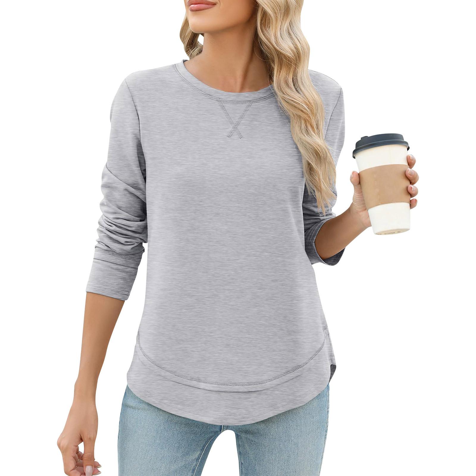 

Жіночі великі світшоти з круглим вирізом, довгі рукави, футболки з кольоровими блоками, повсякденні топи XL