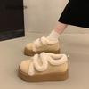New Autumn Winter Height Increasing Plush Shoes Fashion Furry Platform Loafers Women's Cotton Shoes Comfortable Zapatos De Mujer