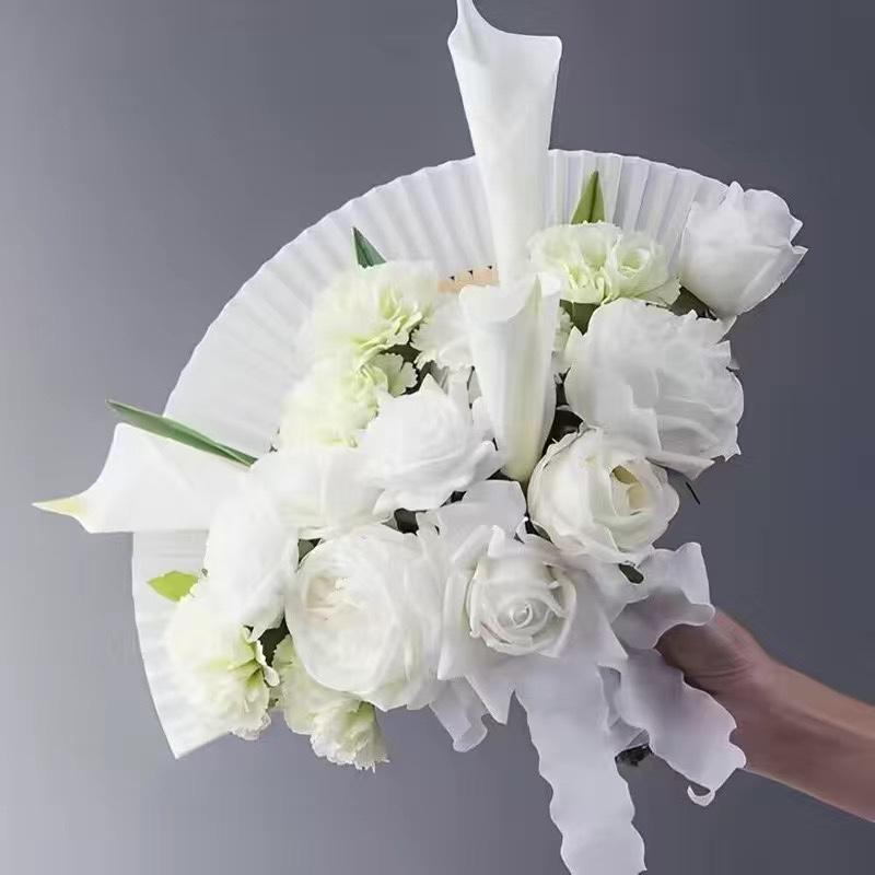 New Chinese Style Bride Folding Fan Bouquet for Engagement or Robe Accessory