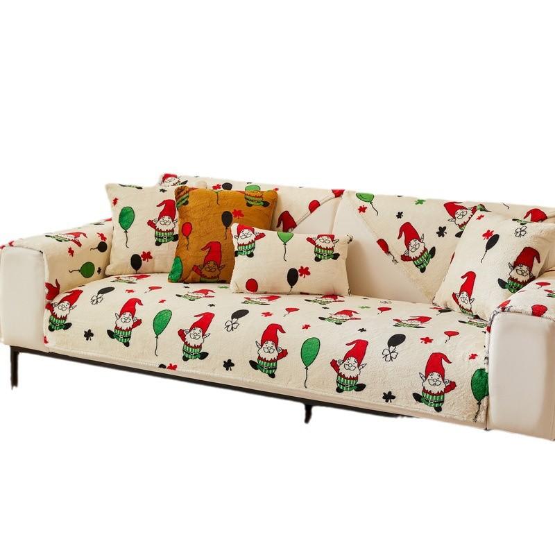 Cream Coffee Rabbit Plush Sofa Cushion Autumn And Winter Warm Seat Cushion Non-Slip Sofa Cover New Cover Towel