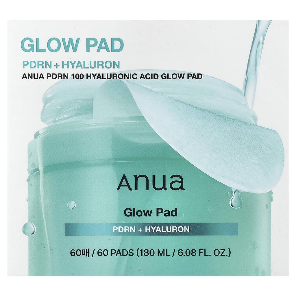 Anua, PDRN 100 Hyaluronic Acid Glow Pads, 60 Pads
