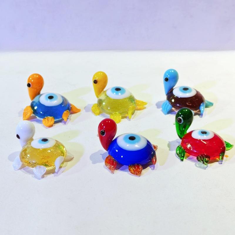 

6pcs Japanese Style Mini Glass Turtle Figurine Cute Cartoon Animal Home Car Tabletop Ornament Kawaii Decor Accessories 2026 New