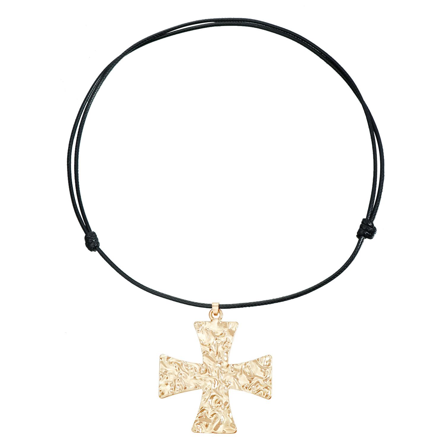 INS exaggerated punk style cross collarbone chain retro sense adjustable necklace