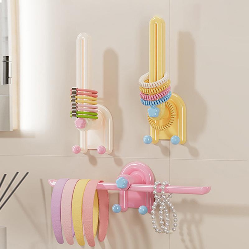 1Pcs Plastic Hairband Storage Hook L-Shape Space Saving Hair Tie Display Holder Waterproof Scrunchies Storage Rack Kitchen
