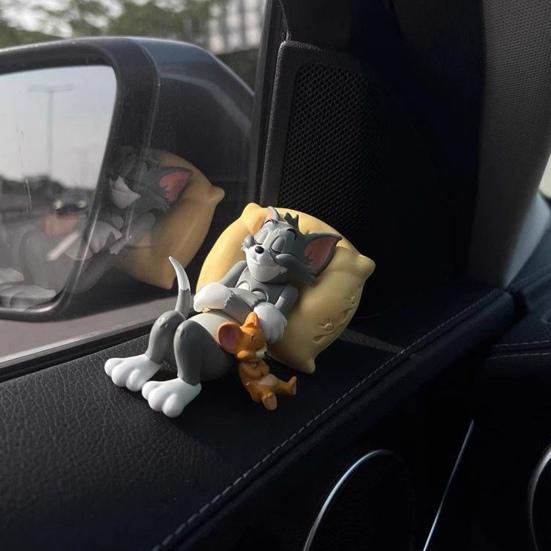 T-ом І Джеррі Смоляна Фігурка Милий Сплячий Автомобіль Кіт Миша Декор Панелі Приладів Настільний Орнамент Колекційний Мультяшний Персонаж для Автомобіля Дому