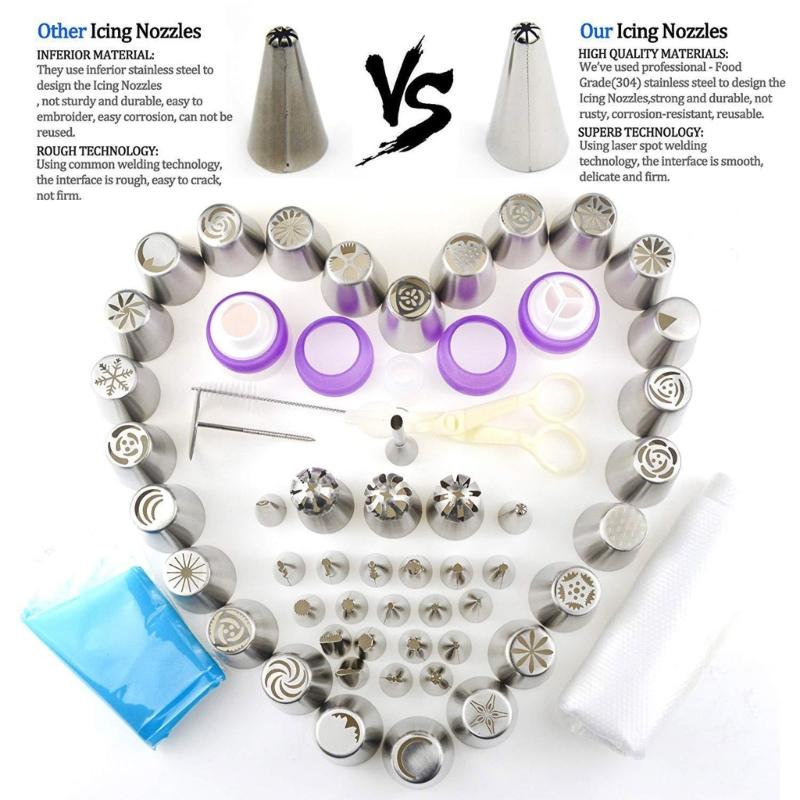 88Pcs Baking Supplies Kit 49Pcs Frosting Piping 3Pcs Russian Ball Piping Tips Flower Frosting Tip Baking Flower Nozzle