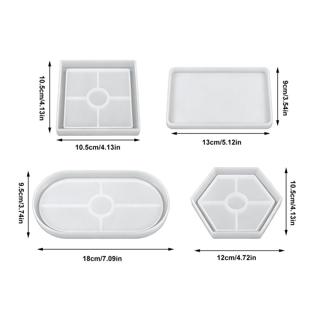 4 Stück Gießuntersetzerformen Silikonform Gießform Wiederverwendbares Untersetzer-Bastelset Gipsgießform für Büros Zuhause