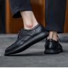 Man Lace Up Dress Shoes Outdoor Walking Shoes Leisure Walk Oxford Shoes Simple Brogue Flats Genuine Leather Mens Casual Footwear