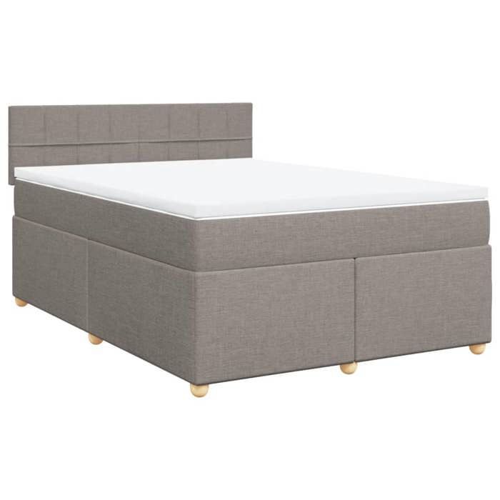 VidaXL Slat Bed Base with Mattress Taupe 160x200 Cm Fabric 3286735