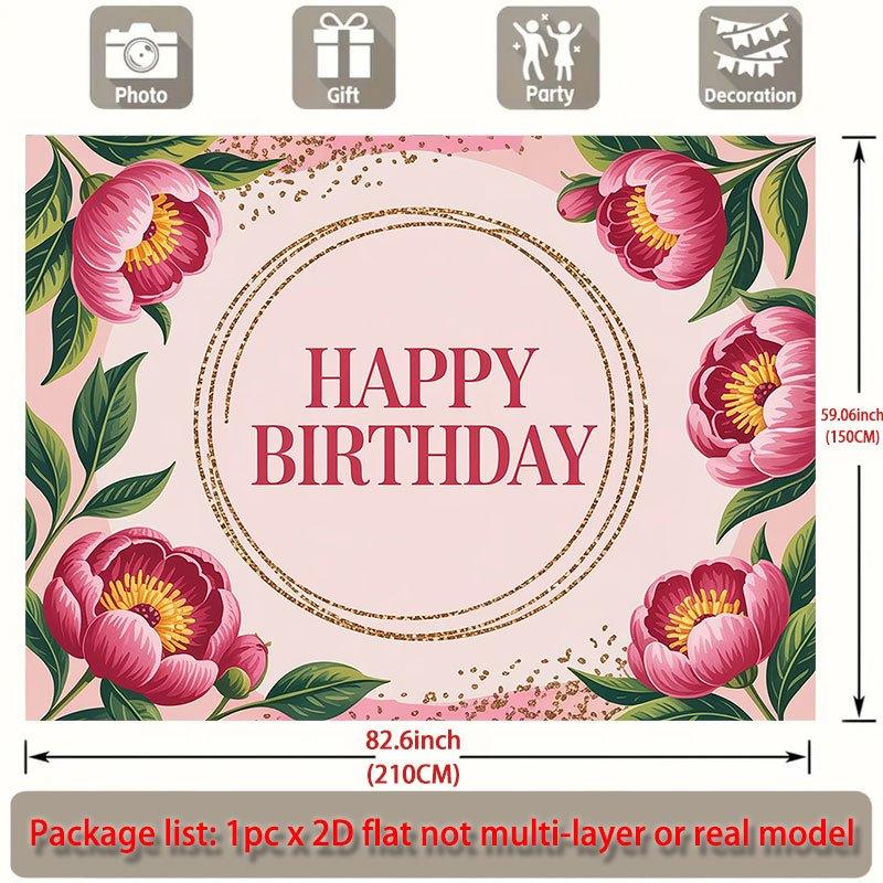 Party Backdrop Pink Glitter Flat Peonies Golden Circles Events Wedding Coming Celebration Photo Booth Front Door Decor