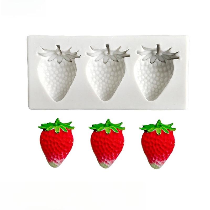 1 stuks Drievoudige Aardbei Siliconen Vorm