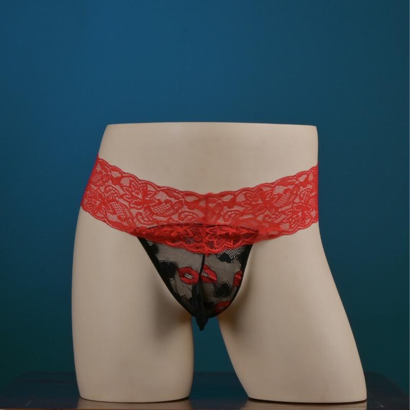 Mutandine Sexy da Uomo Lingerie Sexy Ultra-Sottile in Pizzo Slip a Vita Bassa T-Back Trasparenti Lingerie Sissy per Uomo Perizoma G-String