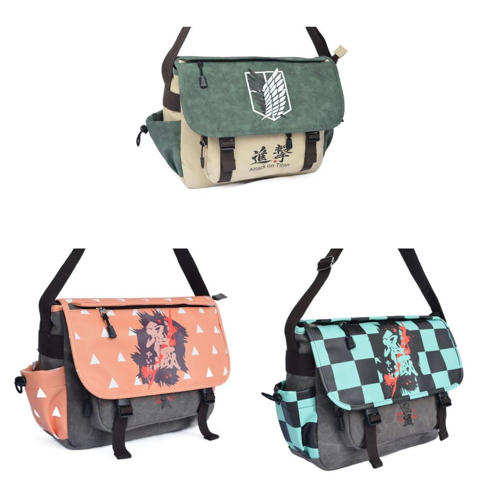 Borsa One Piece Totoro Demon Slayer con Stampa Cartoni Animati per Uso Quotidiano Uomo