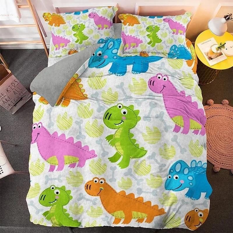 Cartoon Dinosaur Bedding Set Duvet Cover Sheet Printed Bed Set Pillowcase Bed Full Queen King Size Comforter Bedroom