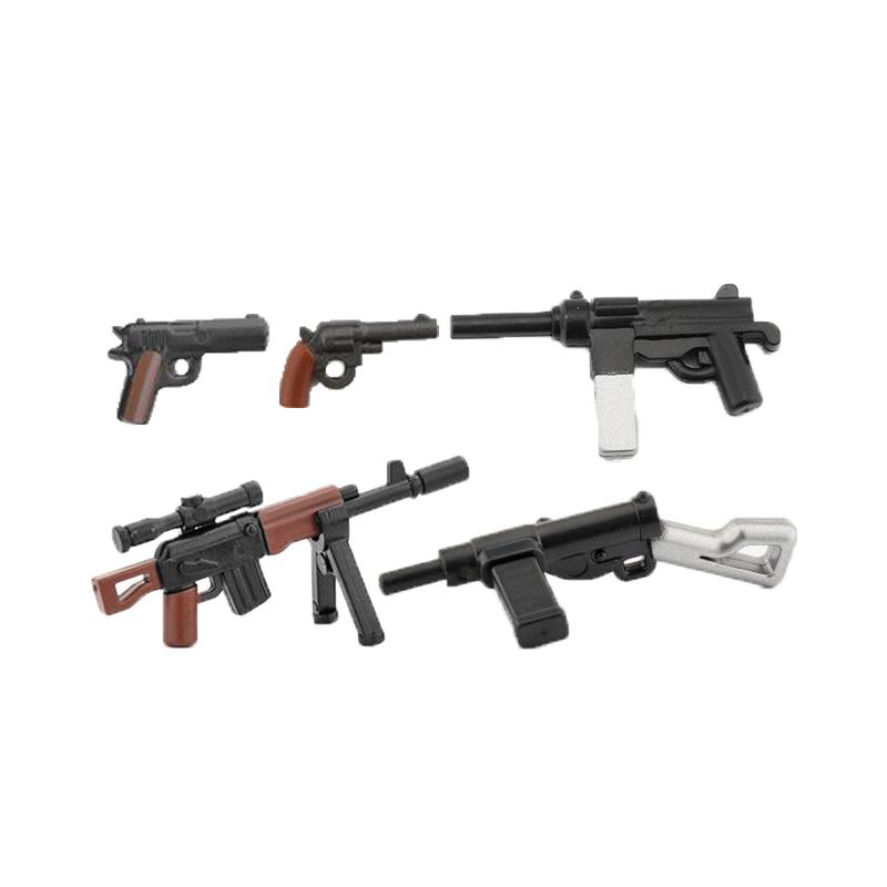 Military Building Blocks Accessories Soldier Figures Weapons Guns Mini Bricks USA Soviet Pistols Kids Toy Gifts Set R050