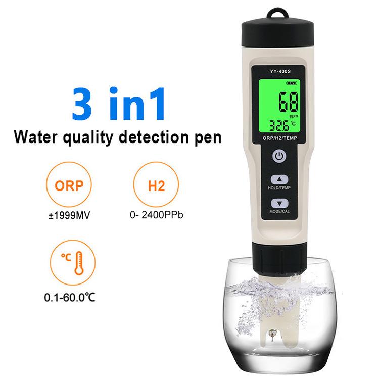 Hydrogen-Rich Water Quality Tester: 4-in-1 pH, Acidity, ORP, Temp Meter