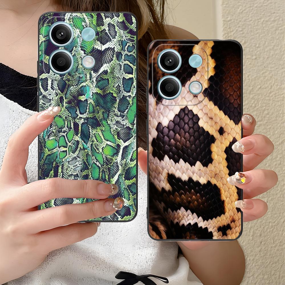 Luxury Snake Skin Texture Phone Case for Xiaomi Redmi Note 14 13 12 11 S Pro Plus 4G 5G Colorful Printing Cover Cover Cellphones