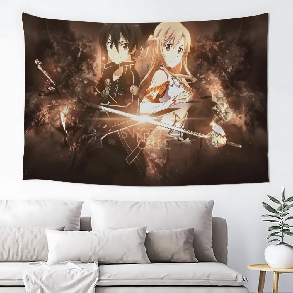 S-Sword Art Online Tapestry Anime Tapestry Wall Hanging Bohemian Wall Tapestries Mandala Home Decor Accessories