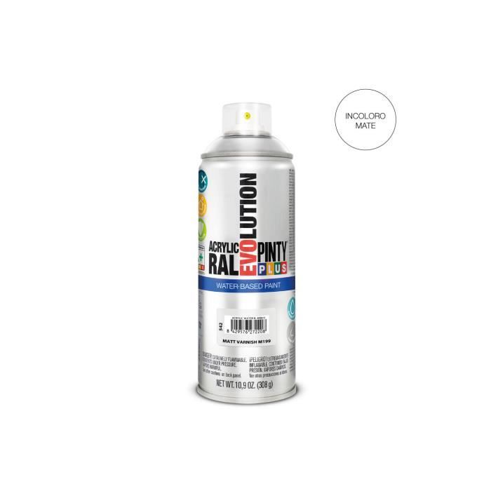 Vernis Mat en Aérosol - PINTYPLUS - Evolution - 520cc - Base Aqueuse - Respectueux de l'environnement