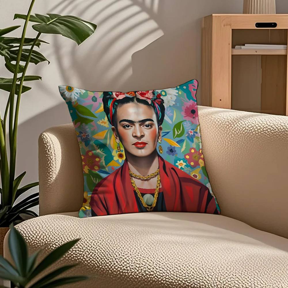 Federa Cuscino Artistica Anime F-Frida K-Kahlo Comfort Divano Letto Seta elegante Cerniera invisibile Personalizzata Copricuscino Decorativo