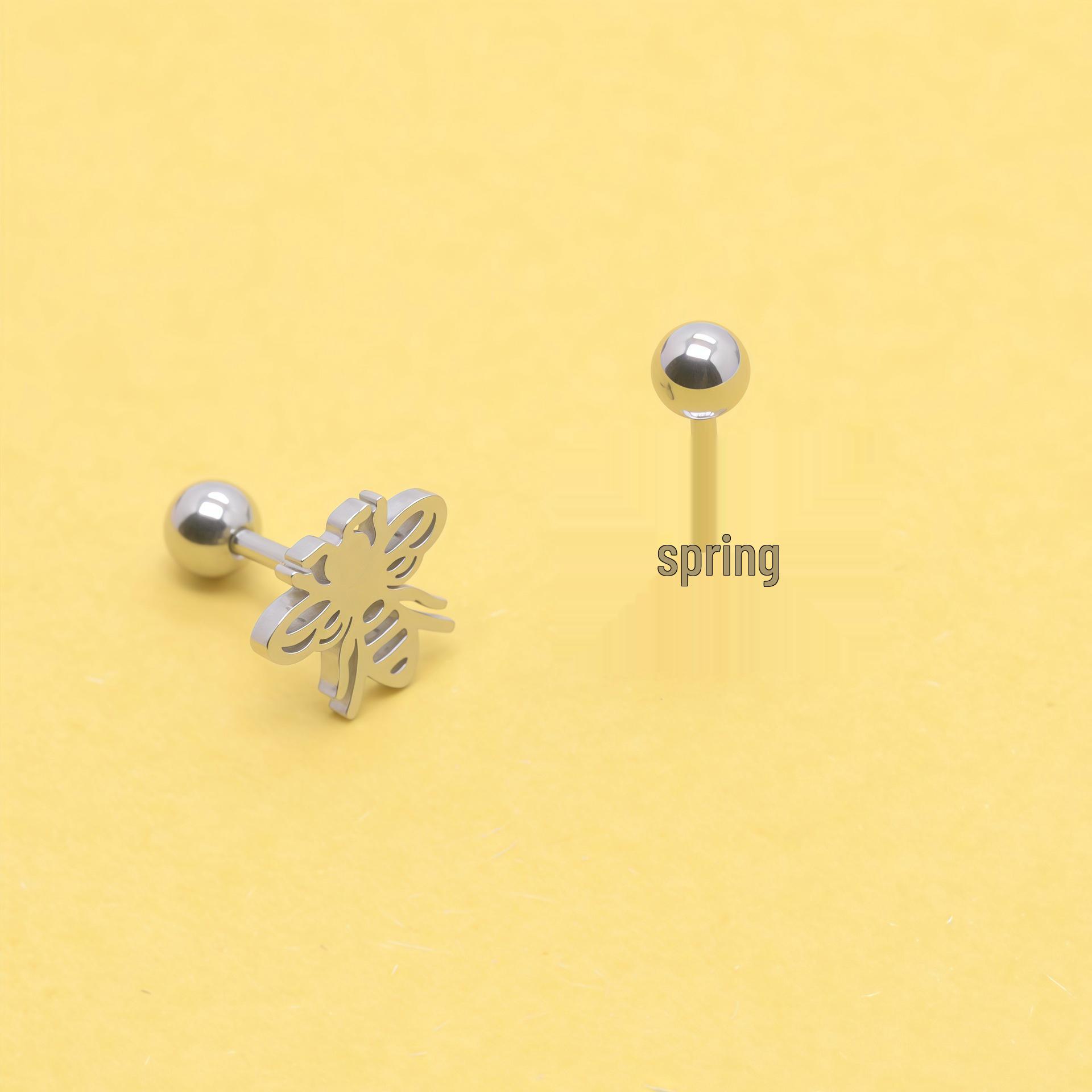 Japanese Korean Stainless Steel Irregular Bee Cat Paw Ear Studs 1.0x6x4