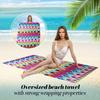 Colorful Diamond Beach Towel, Vibrant Geometric Pattern Art Quick-Dry Sand-Free Microfiber Bath Towels for Yoga, Swim and Travel
