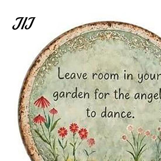 Weatherproof Iron Plaque Round Garden Metal Sign, Retro Distressed Wall Decor, Weather Resistant Decor Vintage Art for Outdoor Courtyard Patio