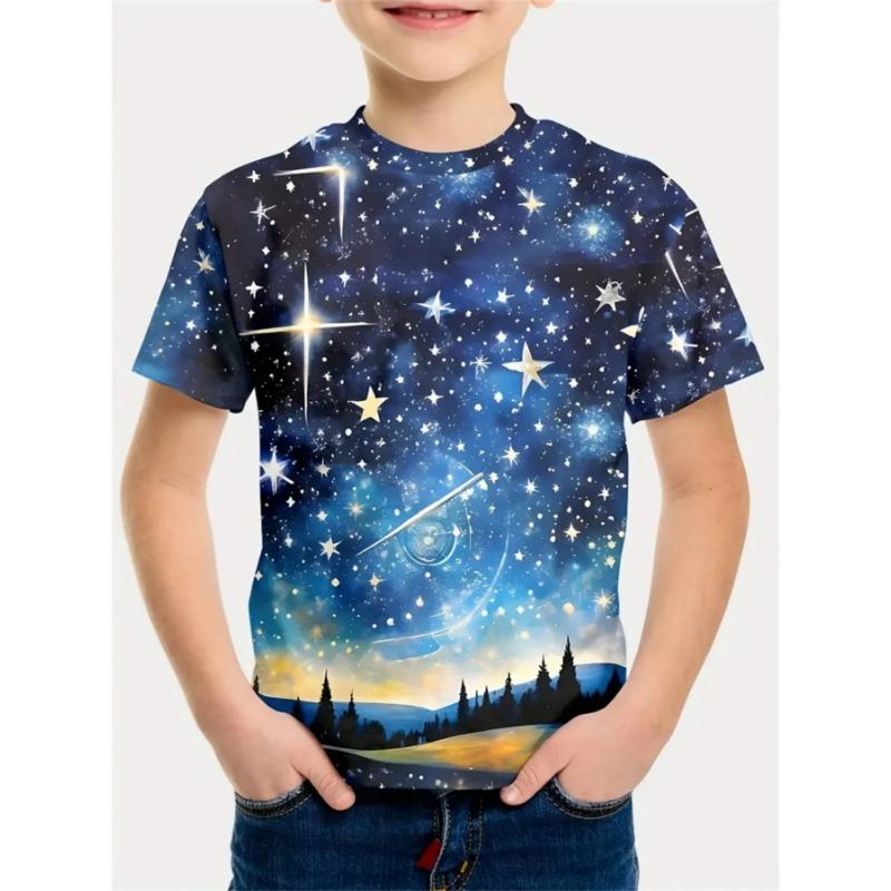 Fashion Children's T-Shirt Summer Short Sleeve T-Shirt for Boy Cartoon 3D Print Boys T-Shirt Crew Neck 2025 Children's Clothing