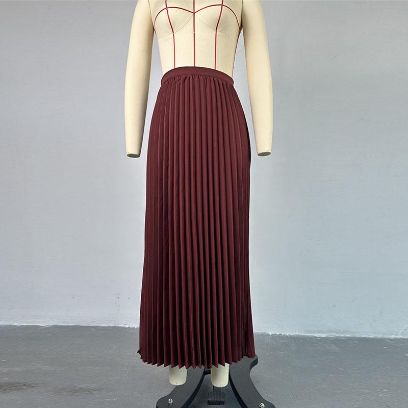 Skládaná dlouhá sukně set Dámská móda Slim Vykrojené Bez rukávů Krátký top vesta Femme Street Vysoký pas Jednobarevné Maxi Sukně Sety Dámské outfity 2024 Léto