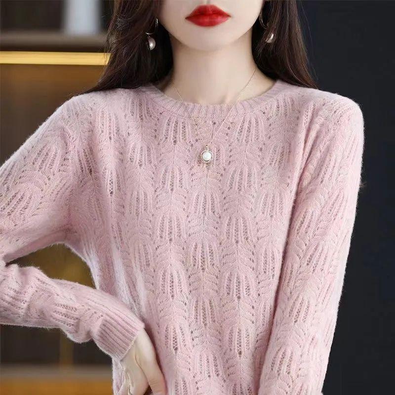 Women's Spring/Fall Korean-Style Round-Neck Sweater: Loose-Fitting Knit Top for Layering