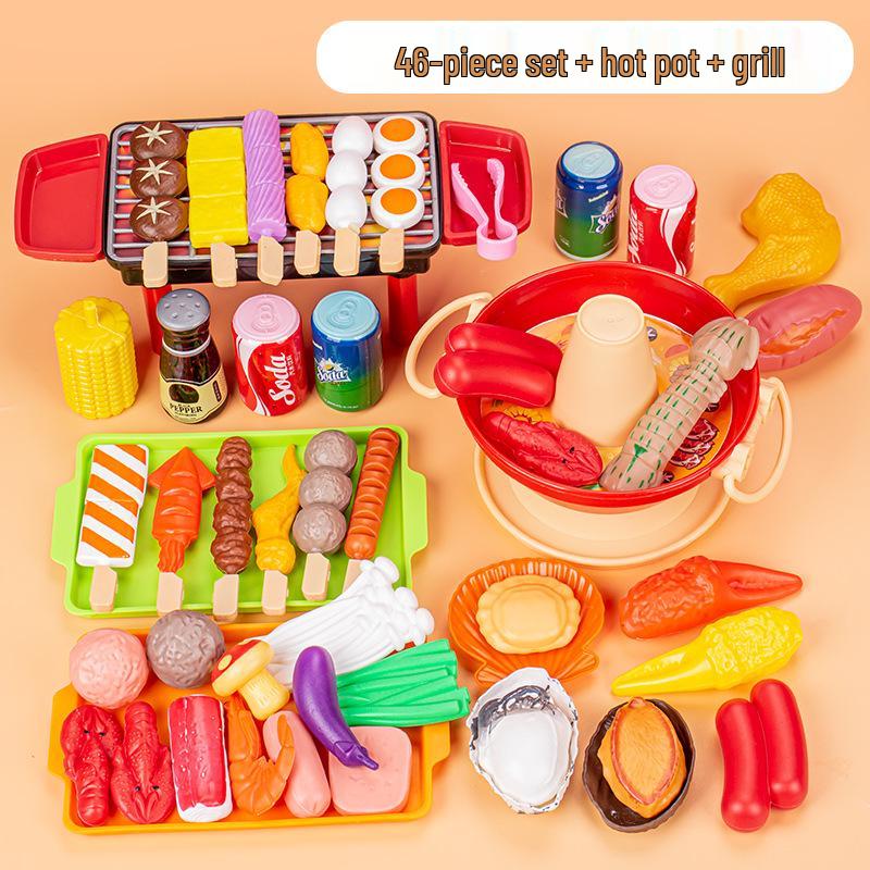 Kids' Pretend Play BBQ Set: Grilled Meat & Skewers Kitchen Toy