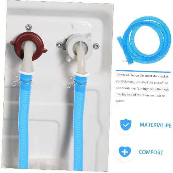 Blauer 16-mm-PE-Waschmaschinen-Ablaufschlauch, passend für die meisten Standard-Klimaanlagen und halbautomatischen Waschmaschinen, 159,7 cm, 1 Stück