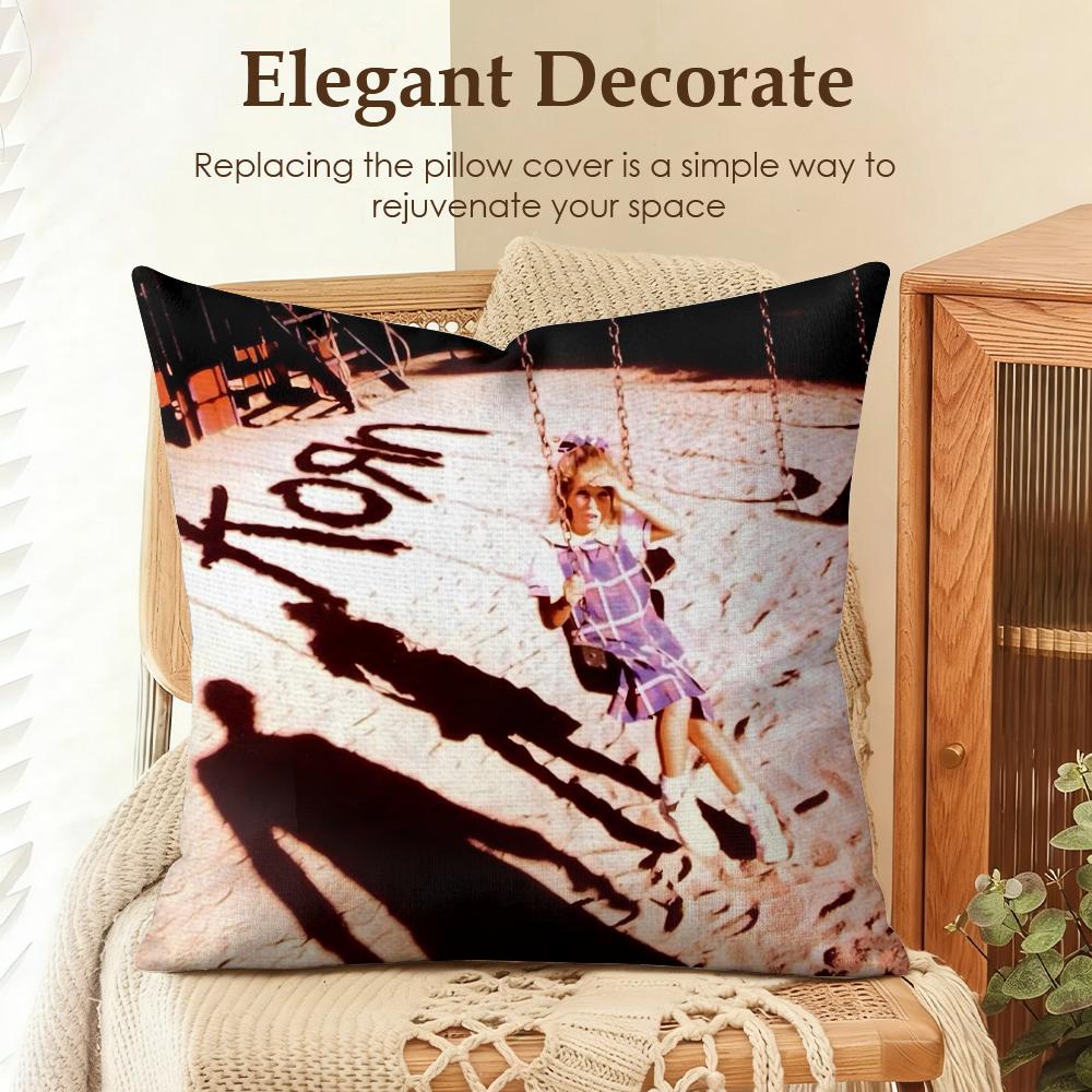 

Rock Band KKorn Cushion Cover Natural Linen Organic Fabric DoubleSided Printing Sofa Home Decor Gift Pillow Case 30x30cm