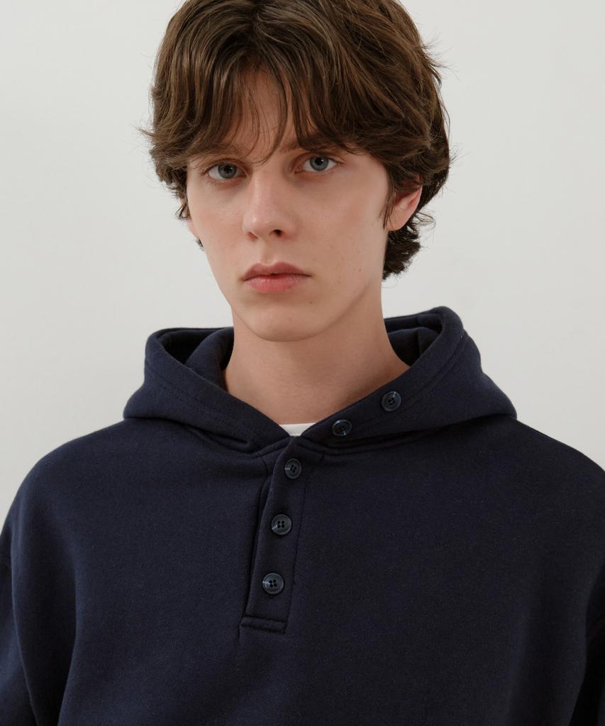 Snug Button Henley Neck Hoodie_Navy(W25-Tp47)