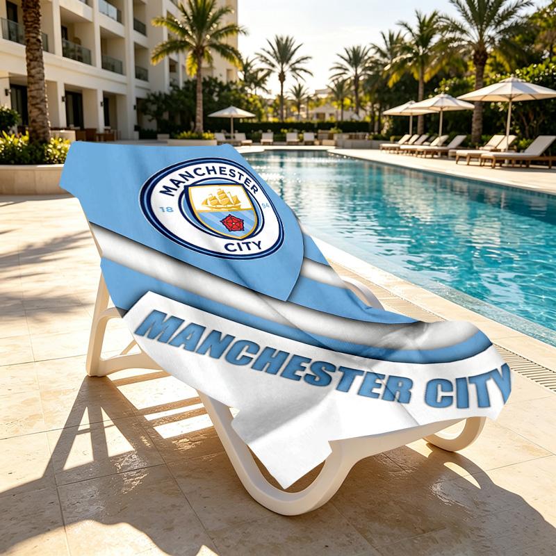 Manchester City FC Druck Strandtuch Design, Weich, Leicht. für Zuhause, Badezimmer, Spa, Pool, Yoga, Surfen, Camping, Geschenk für Familie, Freund