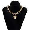New Trendy Punk Exaggerated Metal Statement Short Collar Clavicle Chain Geometric Heart Pendant Necklace Vintage Hip Hop Jewelry