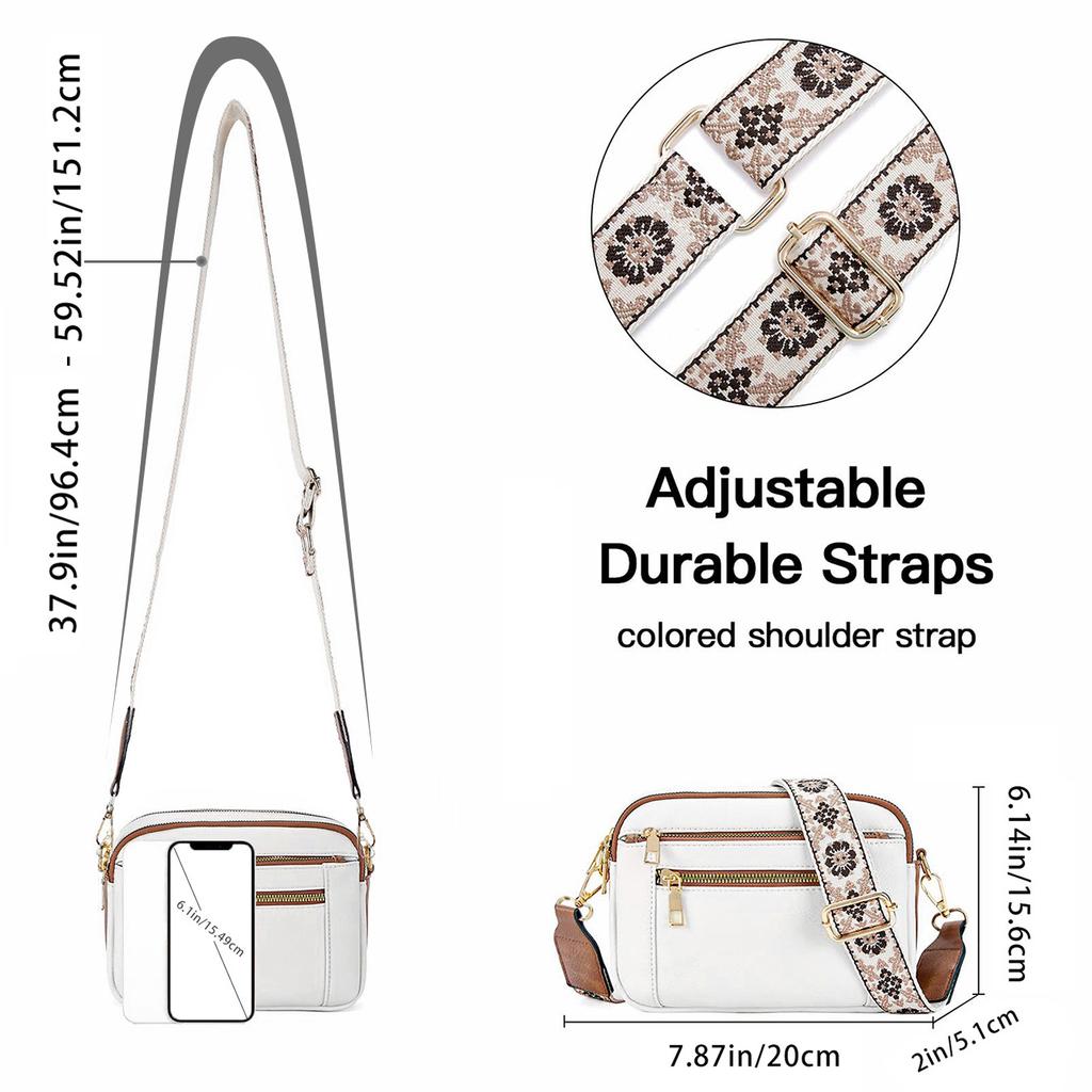 Premium Texture Large Capacity Multi Clip Women's Medium Crossbody Handbag with Adjustable Guitar Strap