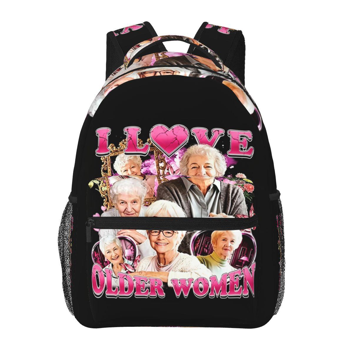 Ik Hou Van Oudere Vrouwen Grappige Meme Student Rugzak Schooltas Wandelen Reizen Dagrugzak voor Jongens Meisjes Mode Boekentas Schoudertassen One Size gray