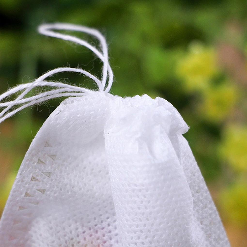 100 Pieces Tea Coffee Drawstring Bags Non-Woven Fabric Breathable Portable Spice Herb Mesh Pouches DIY Crafting Supplies