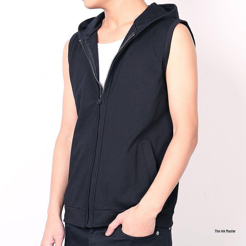 Men's Slim Fit Hooded Sleeveless Vest - Spring/Autumn, Plus Size, Lightweight Fitness Cardigan