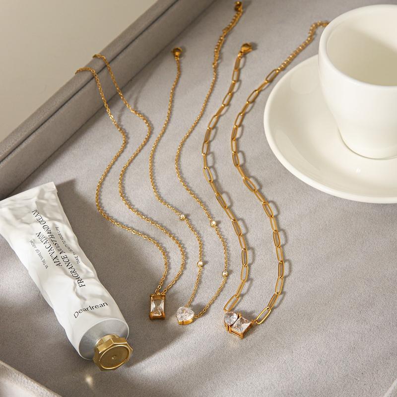 Exquisite 18k Gold Plated Cubic Zirconia Sweater Chains Waterproof Stainless Steel Everyday Fashion Luxury Necklace with Pendant