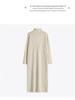 Women's Mid-Length Wool Knit Dress - Loose, Long Sleeve, Half-High Collar, Perfect for Layering Under Coats, Autumn & Winter Wear.
