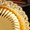 Footed Decorative Fruit Tray Vintage High Gloss Floral Carving Trim Metal Footed Fruit Plate for Snacks Nuts