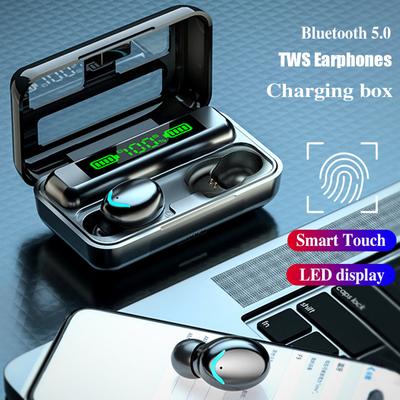 F9 Fones de ouvido sem fio Bluetooth Tws Fones de ouvido à prova d'água com microfone Fones de ouvido com tela digital Heaset Estojo de carregamento de grande capacidade