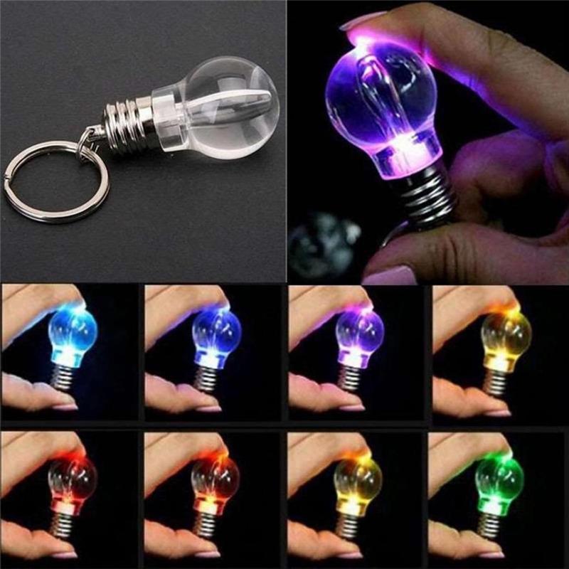 Creative Color Changing LED Flashlight Light Mini Bulb Lamp Key Chain Ring Clear Torch Keyring Fashion Accessories