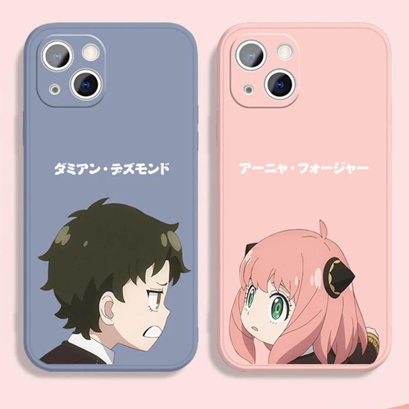 Anime SPY FAMILY Couple Silicone Phone Cases for iPhone 15 13 14 12 11 Pro Max Mini X XR XS 7 8 Plus SE Anya Forger Covers Bags