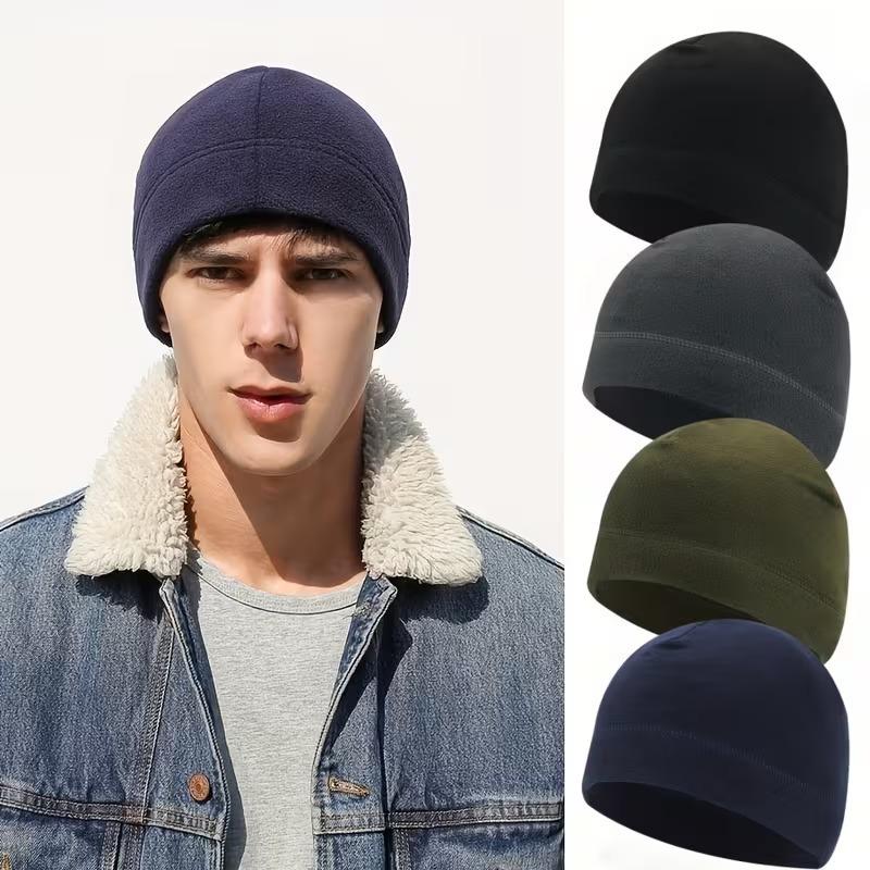 1-5PCS Unisex Winter Skull Cap Soft Polar Fleece Beanie Thick Warm Windproof Ski Hat Outdoor Cap Suitable for Both Men and Women