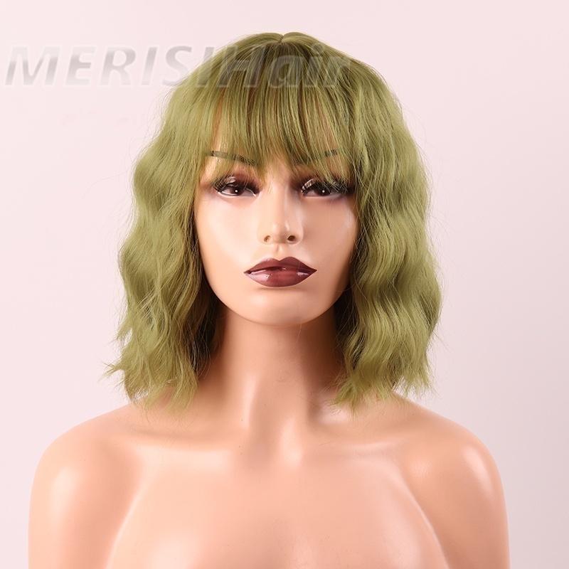 17 Farben kurze Wasserwellen-Perücken für Frauen, hitzebeständige Fasern, tägliches volles Kunsthaar